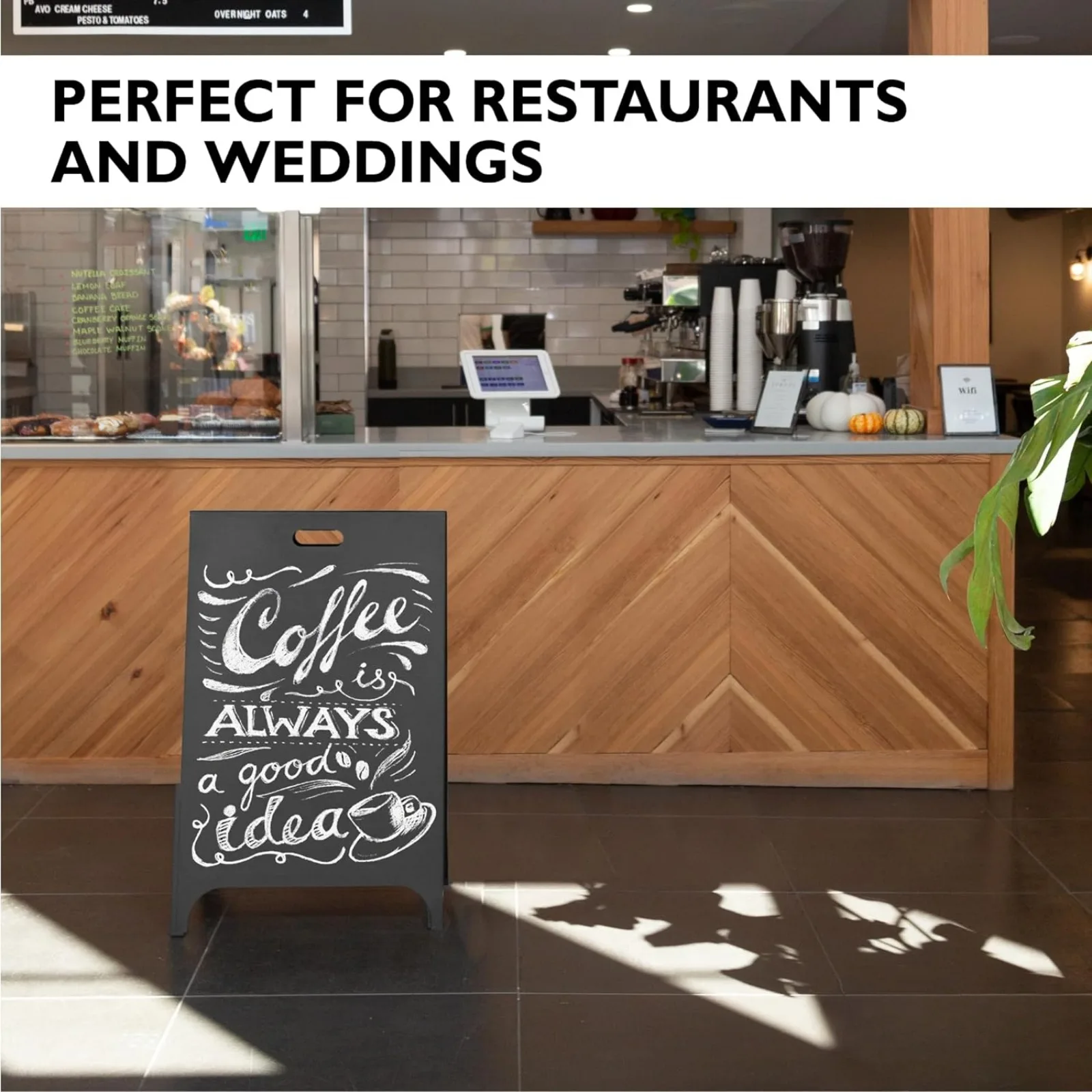US Modern All Metal Double Sided A Frame Chalkboard Sidewalk Sign- 19 x 30 inch Magnetic Chalk Menu Board Restaurant & Vendor Di