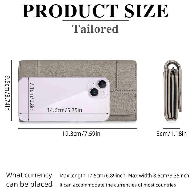 Fashion Large Capacity Women's Credit Card Holder Wallets Genuine Leather Women RFID Blocking Long wallet 3