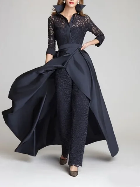 Jumpsuits Mother of the Bride Dresses V Neck Pant Suits Wedding Guest Gowns  With Jackets Long Sleeve Chiffon Mother Groom Dress - AliExpress