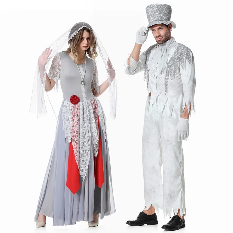 Woman Halloween Bloody Corpse Bride Costume Female Ghost Zombie Walking Dead Cosplay Carnival Purim Parade Role Play Party Dress