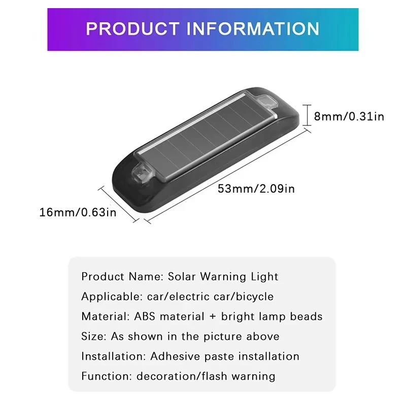 Solar Powered Car Warning Light Night Security