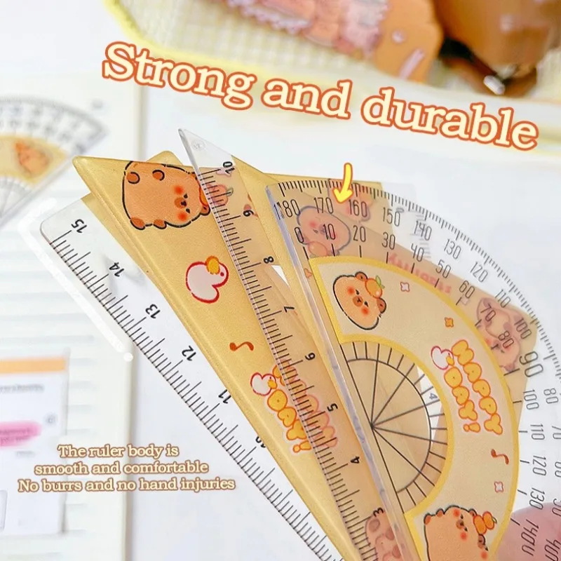 1Set Student Ruler Set 10/15cm Cartoon Capybara Measuring Tool