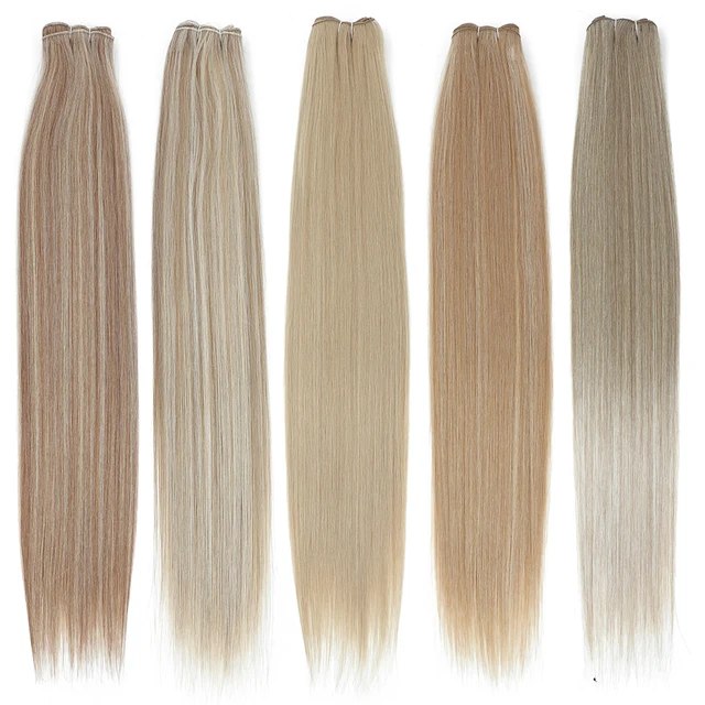 Tissage en lot synthétique lisse en Fiber de haute température, 32 pouces, 200g, ombré, blond, brun, gris, 27/613, reflets M618 1
