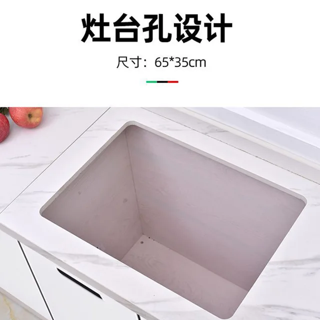 ตู้ครัวประกอบง่ายจากโรงงาน ผลิตเตาและตู้เก็บของ พร้อมอ่างล้างจานแบบติดตั้งในตัว ท็อปเคาน์เตอร์หินอ่อน 4