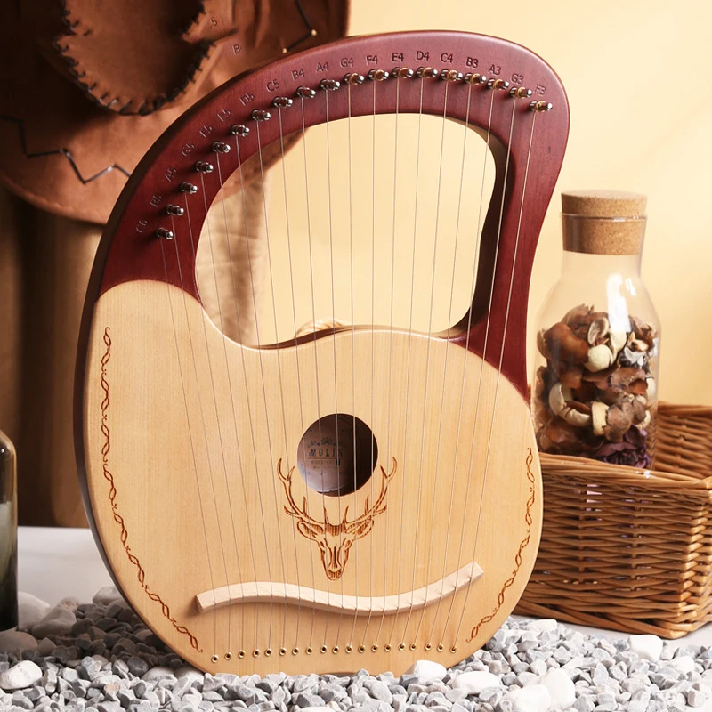Lyre 19 Strings Lyre Harp Mahogany Wood Harp Piano Stringed Musical Instrument With Tuning Wrench Spare Strings harp musical instrument