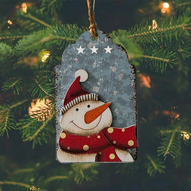 Pendentif bonhomme de neige de Noël arbre de Noël mignon bonhomme de neige  voiture pendentif sac suspendu décoré 2D acrylique plat arbre de Noël  pendentif perles sur ficelle (D, taille unique) 