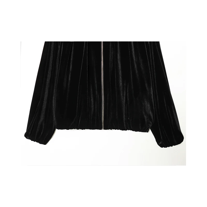 Women Black Velvet Jacket 2026 Spring Long Sleeve Women's Coat Zipper Loose Female Casual Outerwear Lady Bomber Jacket Tops ﻿ ﻿