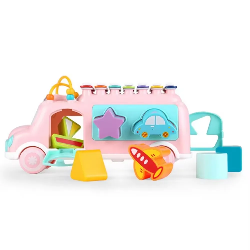 Children's Multifunctional Cartoon Bus Imitates Musical Instrument Xylophone, Baby Hits Piano, Plays Music Toy 5