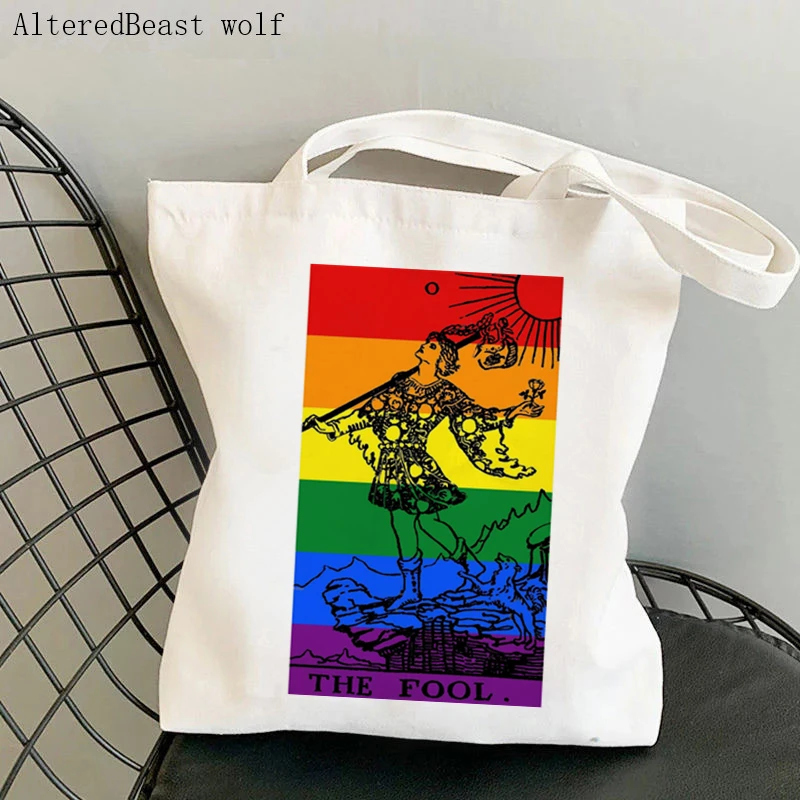 Women Shopper bag magic Zodiac sign dark gothic tarot card Aquarius magic witchy Bag Canvas Shopper Bag girl Shoulder Lady Bag