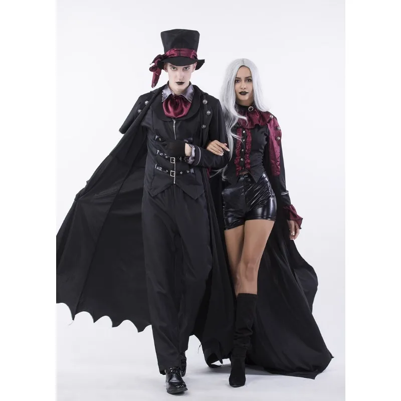 Halloween Vampire Couple Costumes Mens Bloody Handsome Costume Womens Steampunk Vampiress Uniforms Blood Countess Kits