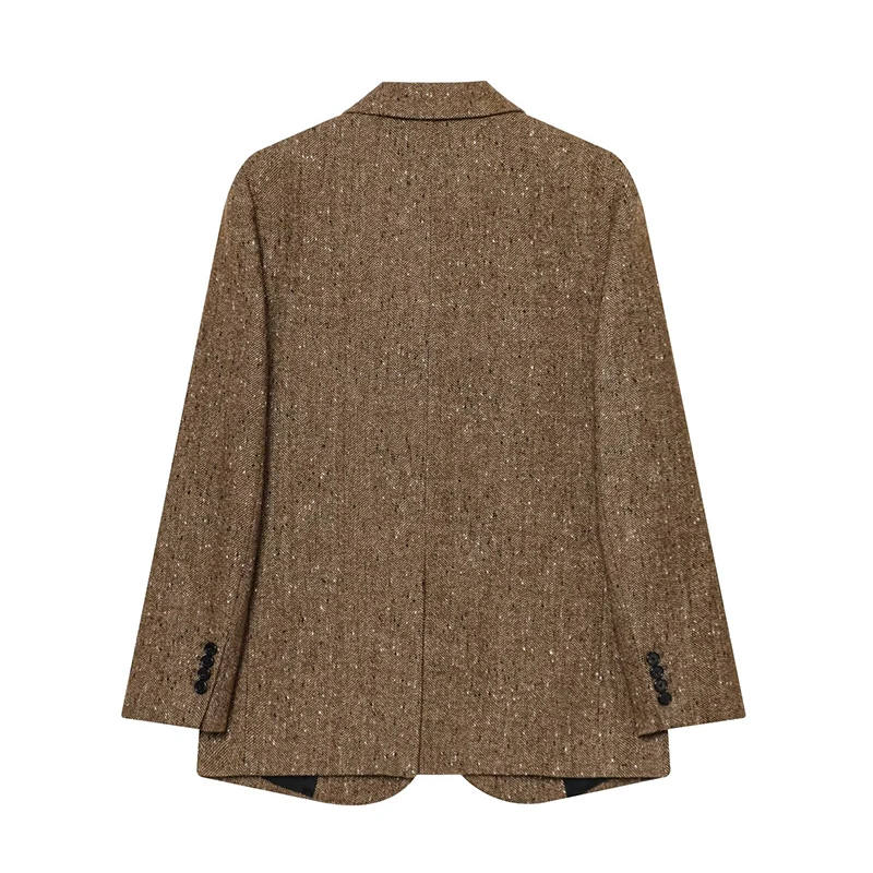 2025 Vintage Women's Blazer Jacket Chic Fashion Twill Single-Breasted Blazers Casual Coat Female Loose New Outerwear