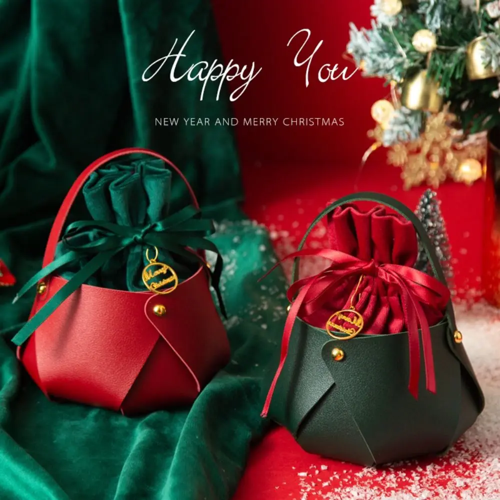 

Decoration Ornament PU Gift Handbag For Children Kids Christmas Present Bag Candy Bag Material Package Gift Pouch