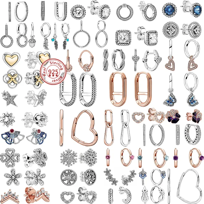 

2024 Hot selling Women's Classic 925 Sterling Silver Bracelet Original Charm Ring Earrings DIY Gift Luxury Jewelry Necklace