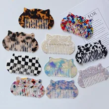 

New Korean Ins Retro Texture Acetate Plate Hair Comb Mini Cat Small Simple French Cute Protable Travel Size Hair Combs Tools