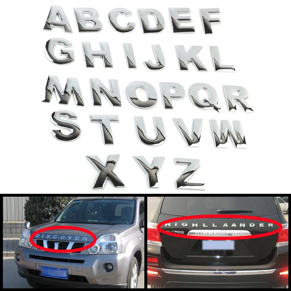45mm Height Alphabet 3D Solid Metal Badge Car Sticker Letters Numbers Logo DIY Decal Emblem Automobiles Accessories car sticker car stickers car body stickers car badge grille emblem
