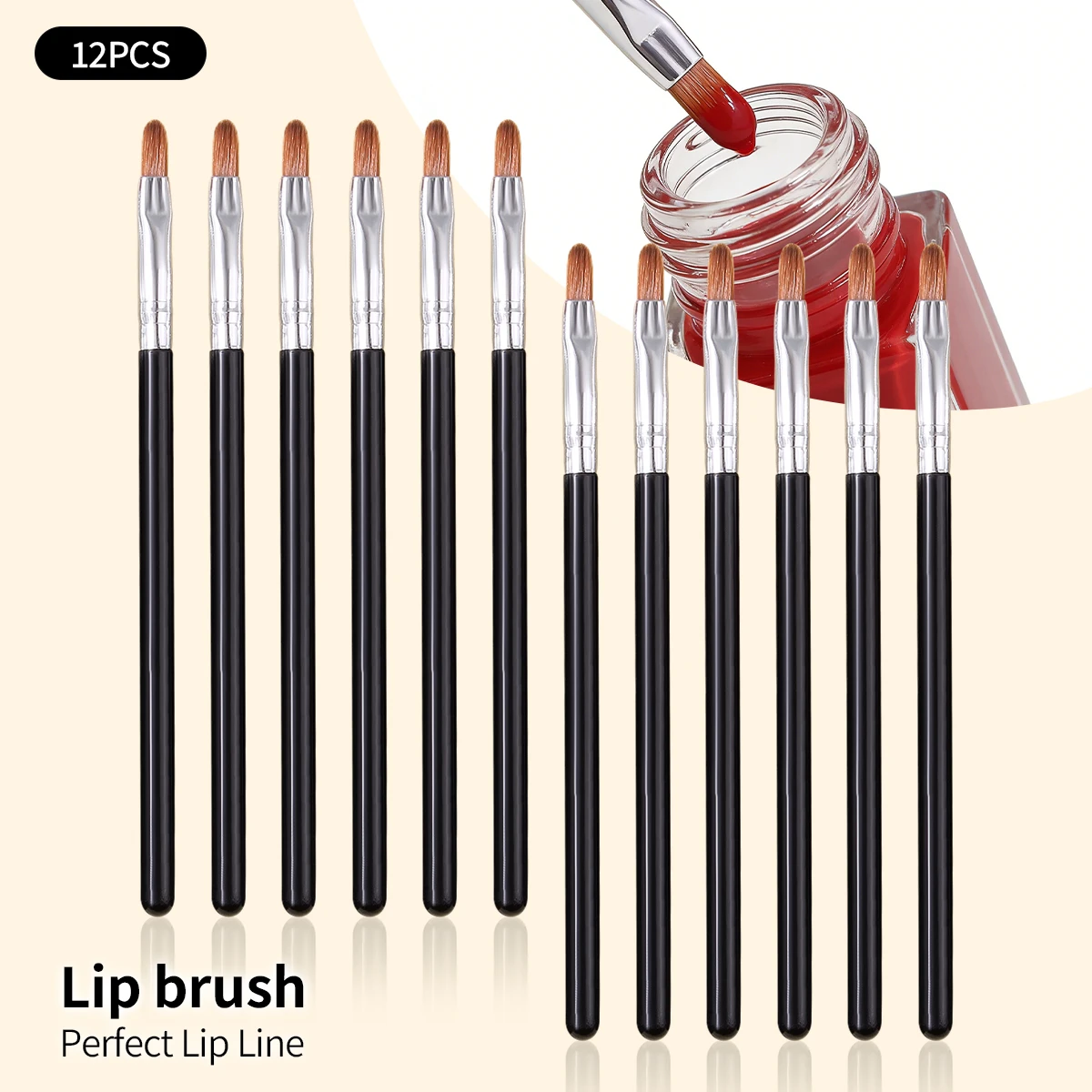 12-piece professional lip makeup brush set - Soft and precise for shaping lips. Multi-functional beginner beauty tools. 3