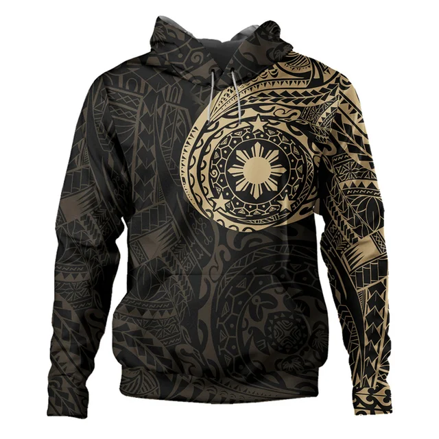 Philippines Filipinos Polynesian Sun Tribal Printing Hoodies For Men and Kid Cool Clothing 3