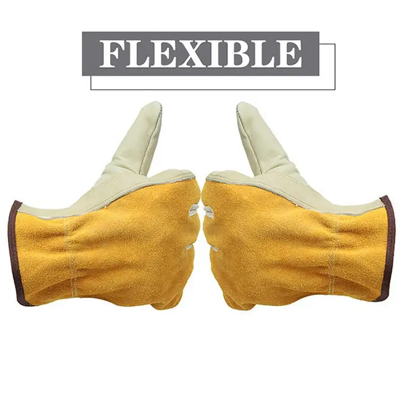1 Pair Cowhide Leather Work Gloves for Welding Garden Sports Motorcycle Driver work gloves,protective gloves