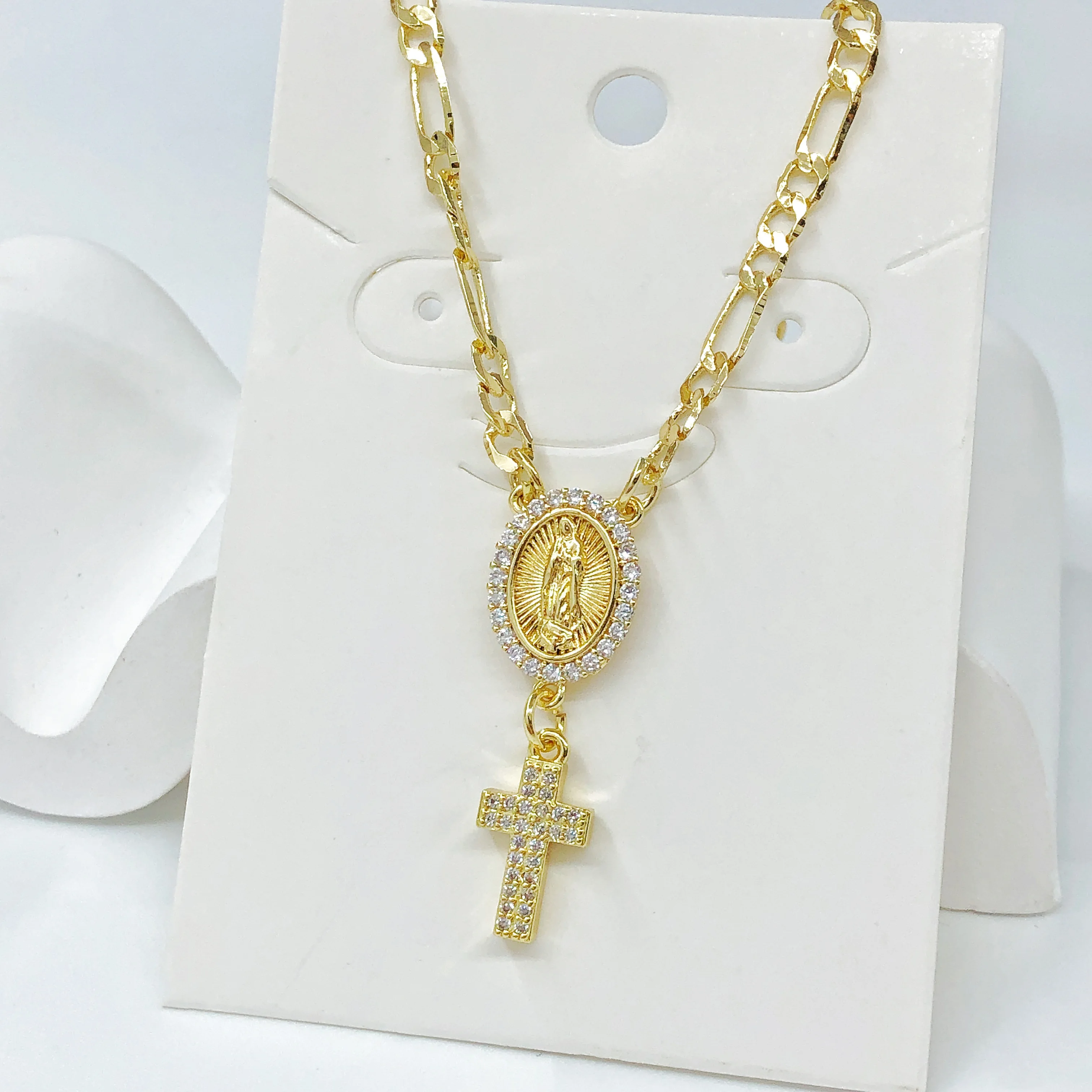 Gold-Plated Virgin Mary Cross Necklace – Religious Jewelry Gift 2