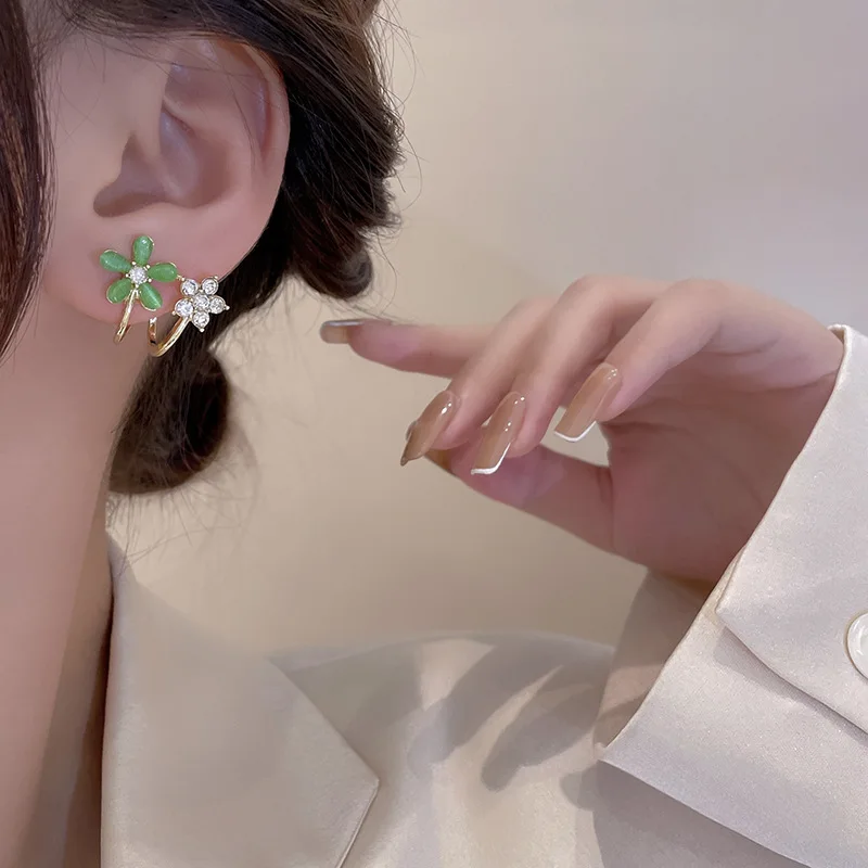 pendientes mujer tous joyería mujer 2022 nuevos de flores verdes, pendientes de temperamento de nicho de verano, accesorios de moda lujo para mujer, tendencia de regalo de joyería _ -