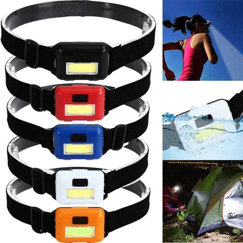 Camping Led Mini Headlights Portable Cob Headlamps Waterproof Head Front Light With 3 Switch Modes Led Lights Christmas Decor head flashlight,cob headlamp