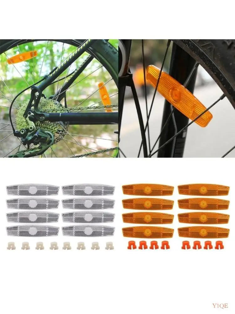 Y1QE 8PCS 라이딩 자전거 경고 경고 반사기 자전거 휠 림 반사 자전거 스포크 라이트