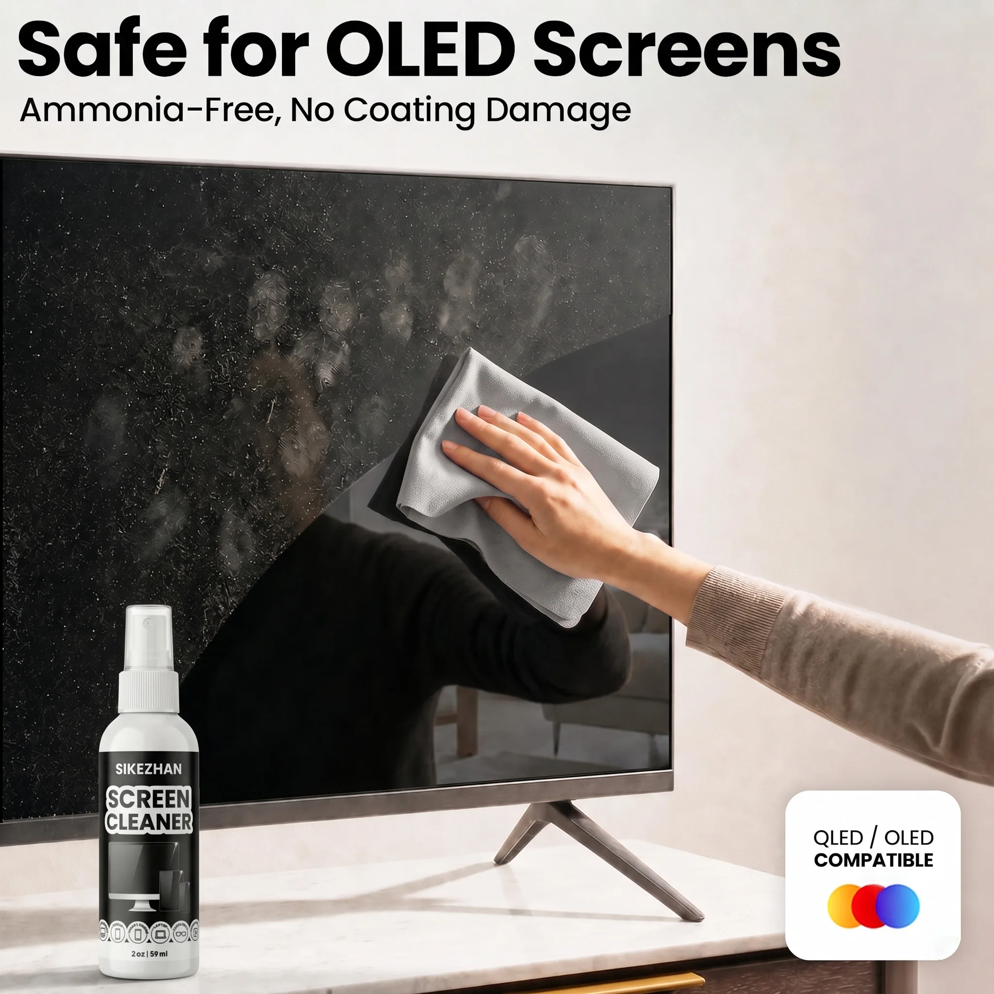 Eco-Friendly Screen Cleaner Kit with Microfiber Cloth - Streak-Free Spray