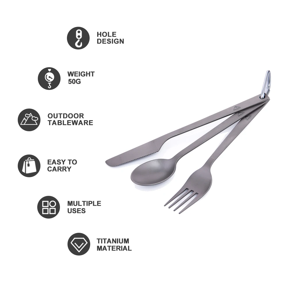Widesea Titanium Spoon Fork Knife Set 50G Camping Tableware Ultralight Travel Tourist Outdoor Cookware Gear Equipment camping cutlery portable tableware camping cookware portable cutlery titanium tableware