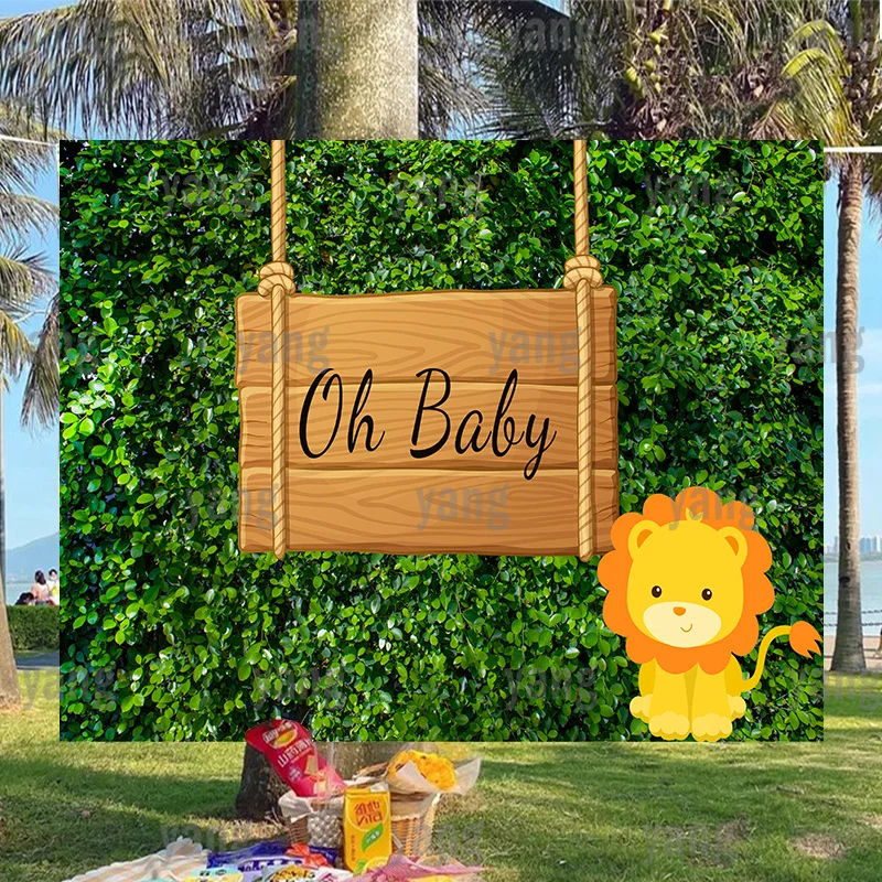 

Пользовательский искусственный милый Лев настенный фон для улицы сад вечеринка в честь Дня рождения детский душ фото Декорации для фона