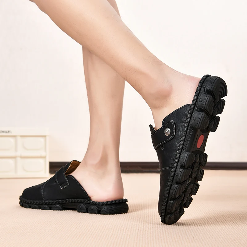 Summer Men Sandals Genuine Leather Mens Casual Shoes Outdoor Men Leather Sandals for Beach Shoes Roman mens