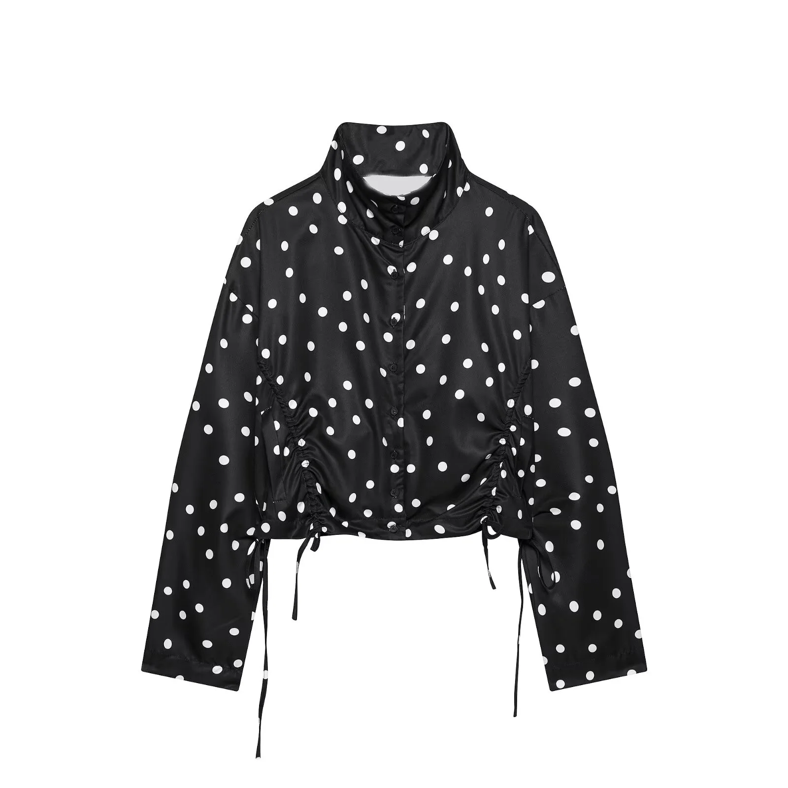Women's Chic Polka Dot High Collar Jacket - Spring Collection