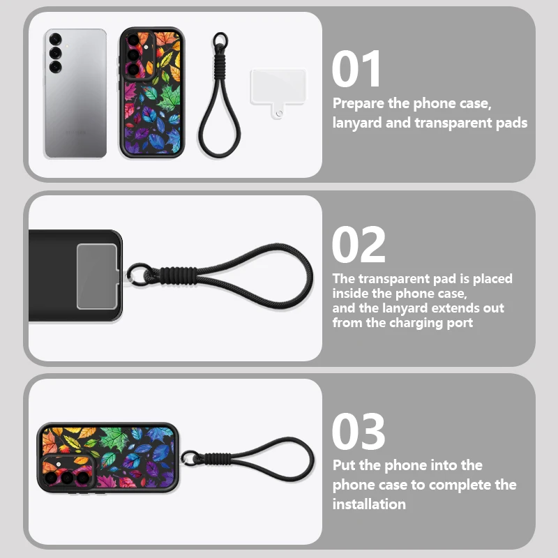 Vibrant Floral Print Phone Case with Lanyard Cover