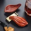 Mahogany Tobacco Pipe Rest Rack Smoking Pipe Holder Multi-functional Portable Leaf-shaped Solid Wood Pipe Special Accessories 3