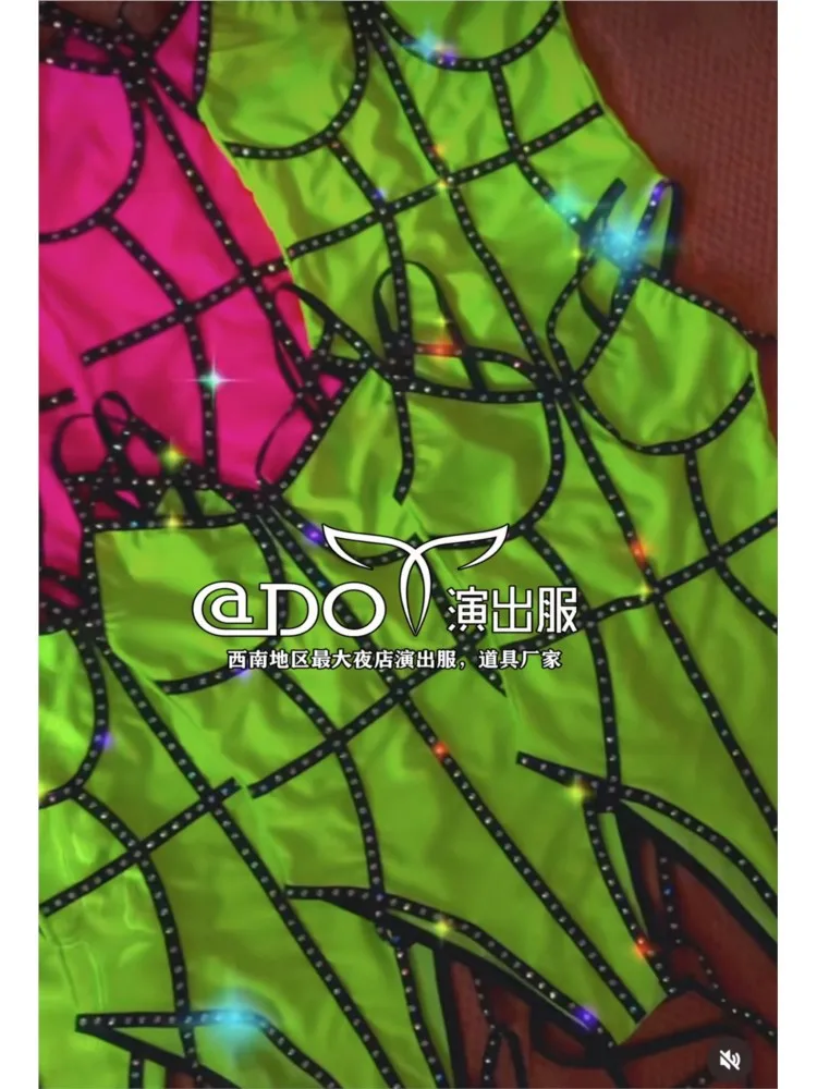 

Sexy Fluorescent Diamond Dance Sexy Women Bar Nightclub Gogo Team Performance Bodysuit