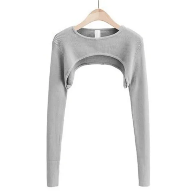 Punk Slim Knit Long Sleeve Crop Top Thin Harajuku Cropped Sweaters Pullovers Simple Streetwear Y2k Aesthetic Clothes Lady 1
