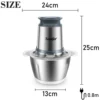 2 Speeds Electric Chopper Meat Grinder Stainless Steel Mincer Food Processor Kitchen Slicer Egg Beater Garlic Vegetable Sonifer 6