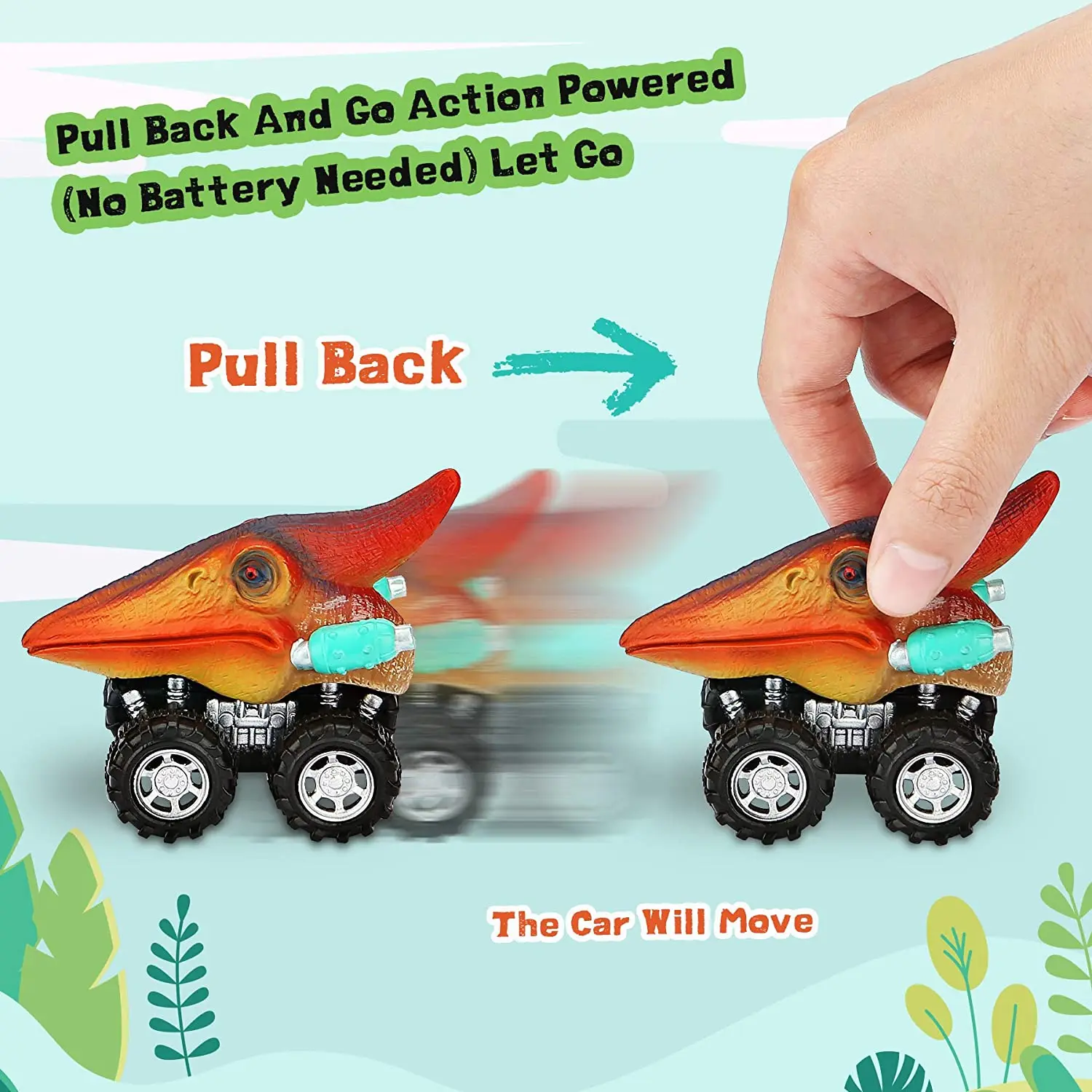 Dinosaur Toys Pull Back Cars Mini Monster Truck Car Toy Set for Kids Toddlers Boys Girls Gifts 6