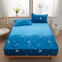 1 piece of bed sheet for bedroom 100%Polyeste Elastic Band Around bedding Fitted Sheet Only (excluding pillowcases) 2