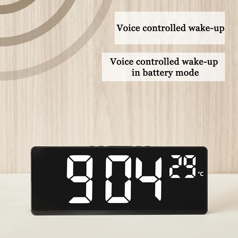 Creative Number Clock Color Nightlight Temperature Calendar Alarm Clock LED Large Number Electronic Backlight Home Decor