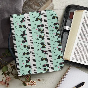 FORUDESIGNS 뮤지컬 피아노 고양이 프린트 가죽 가방, 보호, 실용적인 숙녀, 교회 기도문, 클래식 패션 손