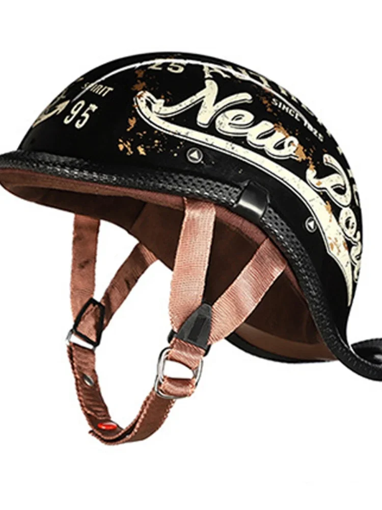 Adult Retro Motorcycle Helmet Men/Women Half Face Vintage Helmet Hat Cruiser Touring Moto Bicycle Scooter Skating Baseball Cap
