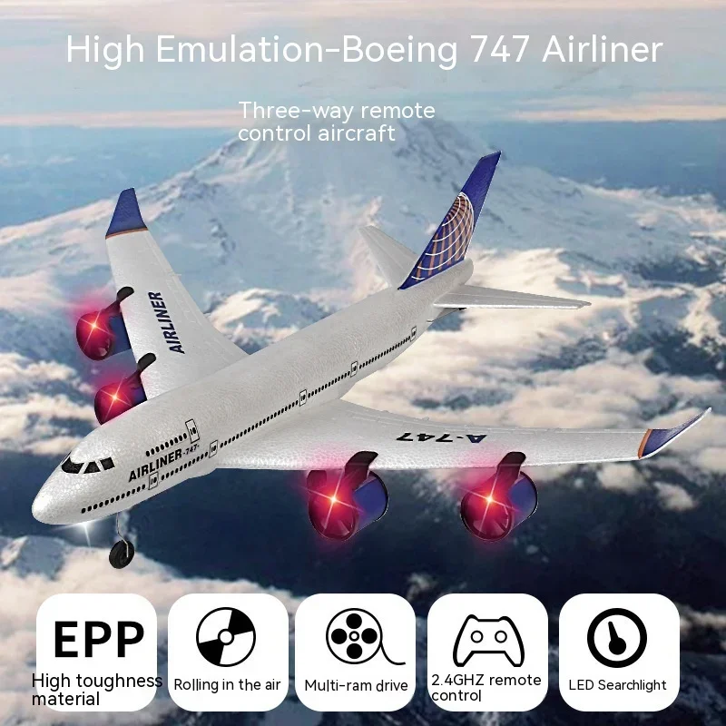 QLQ 리모컨 A380 747 고정익 EPP 폼 항공기 2.4GHz 3채널 글라이더 LED 손으로 던지는 장난감 선물