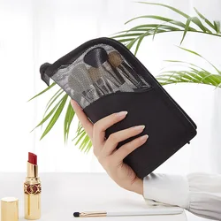 Stand Cosmetic Bag for Women Clear Zipper Makeup Bag Travel Female Makeup Brush Holder Organizer Toiletry Bags