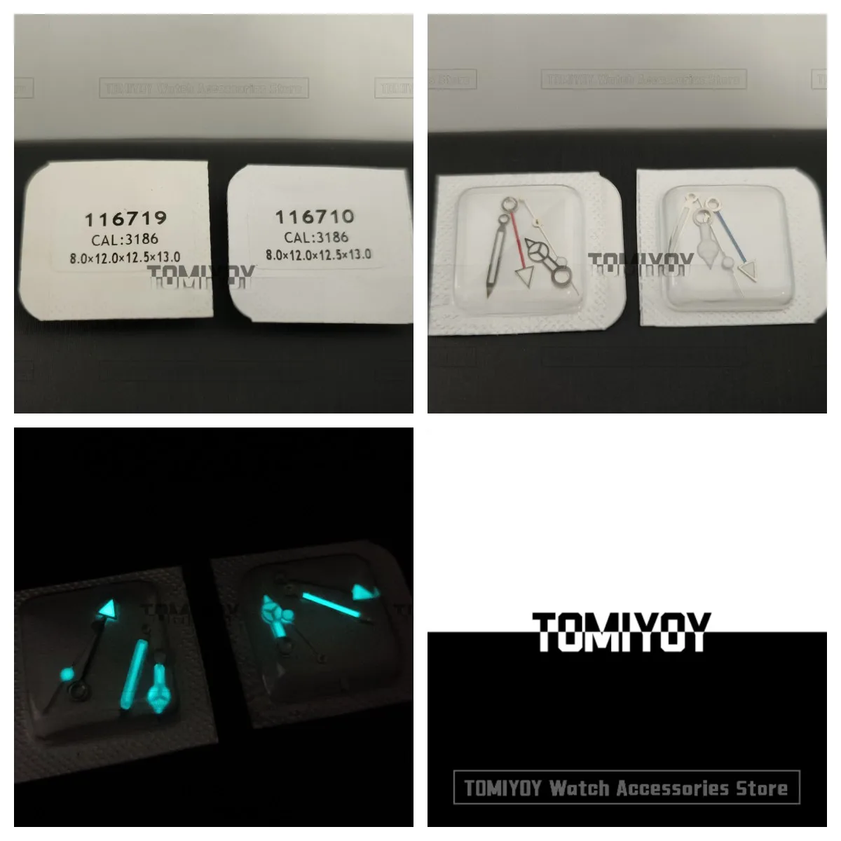 Parti Dell'Orologio Rosso Blu Argento Oro R Gmt 3186 Movimento Lancette Dell'Orologio Luminose Blu Adatte Per Il Movimento 3185/3186 116710 116719 116