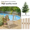 Swing Frame Combination Porch Swing with Stand Log Swing Stand 67 Inch Wooden Porch A-Frame Backyard Chair 3