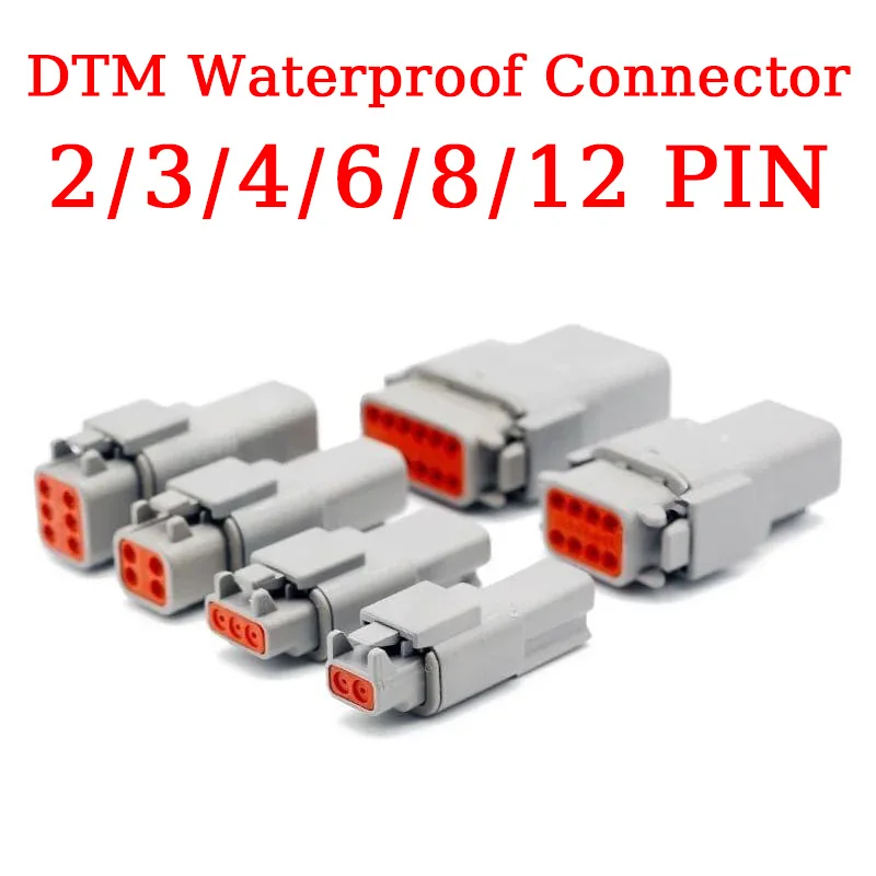 

100/50/10 Sets Deutsch DTM Type Waterproof Automobile Connector Male Female Plug Socket With Terminal DTM04-2/3/4/6/8/12 Pin