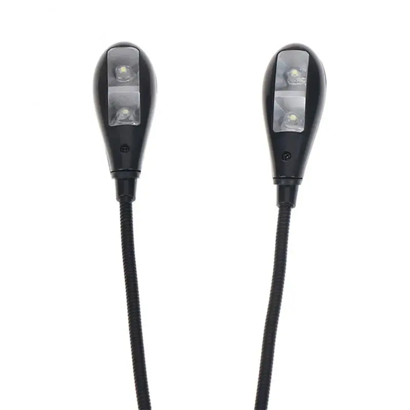 

Flexible 2 Dual Arms Clip On 4 LED Light Lamp for Book Reading Tablet Lamp