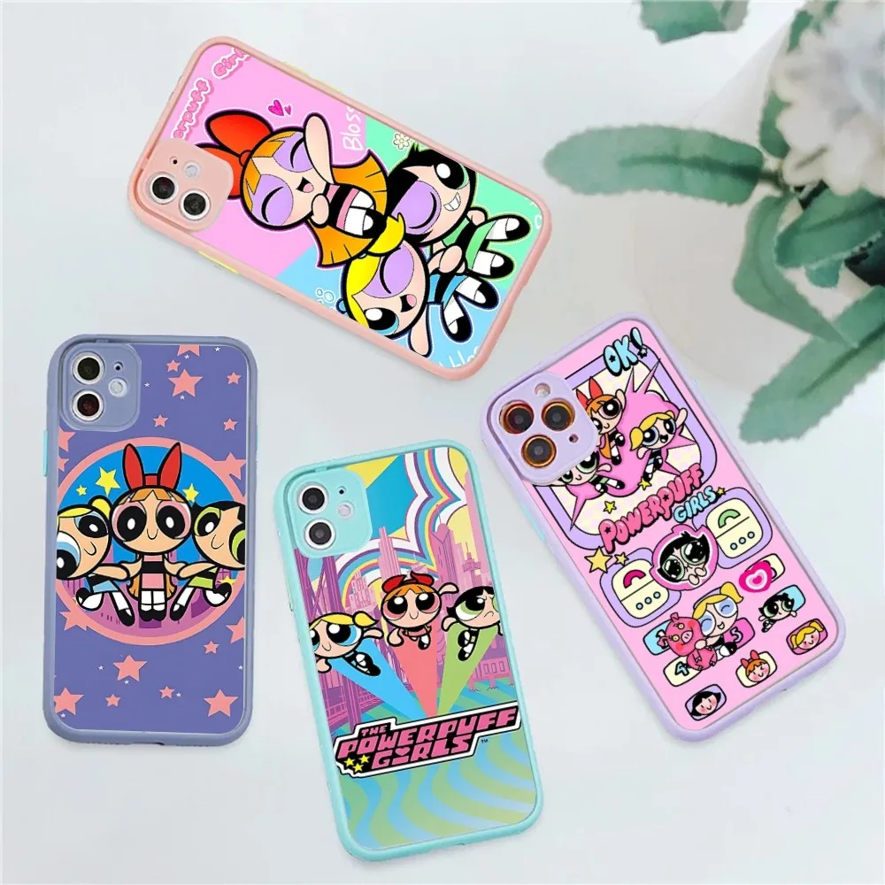 

Cute P-Power-puff-Girls Mousepad for iPhone 14 11 12 13 Mini Pro Max 8 7 Plus X XR XS MAX Translucent Matte Cover