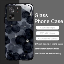 Luxury Black Rose Flower Tempered Glass Phone Case - Elegant Hard Cover - Moto Edge 20 (PT - P1006T1)