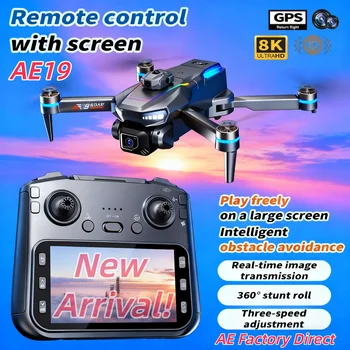 2025 Nuovo AE19 Drone 8K HD 4.3" Elicottero con modalità senza testa con telecomando 360 °   Flip Quadcopter Toys Mini Drone Fors Regali giocattolo per bambini
